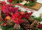 Wreaths and decor by Sheila. 
Sheila does Christmas wreaths, door and table decor; traditional and rustic, some with antique objects