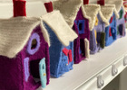Fabric and sewn objects by Sylvia.
Sylvia makes cozy mittens and little bags, felted and fashioned from wool sweaters; oven mitts, quill garlands, and puppet nativity scenes; needle felted mice, garlands, gnomes, and wool quillies
