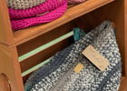 Recycled Denim and yarn objects by Anka. 
Anka creates re-cycled denim purses and felted bags and knits and crochets baskets
